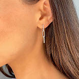 Жіночі сережки з кубічним цирконієм в родії та в позолоті, фото 2