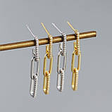 Жіночі сережки з кубічним цирконієм в родії та в позолоті, фото 5