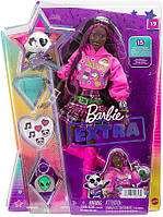 Barbie Екстра Модниця в худі з малюнком і спідницею в клітку Extra Doll #19 HKP93