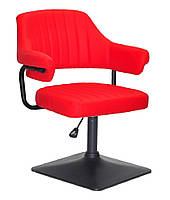 Крісло Jeff 4BK-Base червоний 1007 шкірозамінників, на чорній квадратній нозі з регулюванням висоти, фото 3