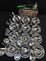 Набір посуду для пікніка на 12 персон із неіржавкої сталі (NDP-12) посуд для пікніка