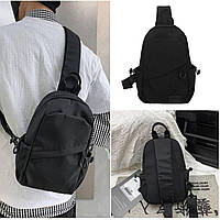 Сумка мужская черная текстильная через плечо сумка-слинг городская повседневная