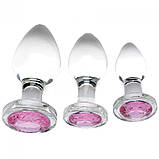 Набір анальних пробок Pink Gem Glass Anal Plug Set зі скла sonia.com.ua, фото 2