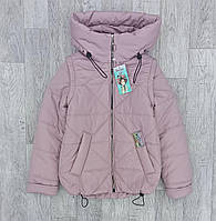 Детская демисезонная куртка-жилетка на девочку красивая курточка весна-осень пудра 122-152 р