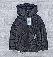 Детская демисезонная куртка-жилетка на девочку красивая курточка весна-осень черная 134-152 р