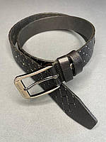 Кожаный ремень Pierre Cardin классический чёрный с теснением