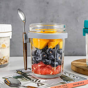 Прозорий контейнер для приправ, цукру, спецій сніданків з ложечкою, з мірними позначеннями 350 мл., фото 3