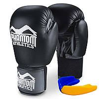 Боксерские перчатки Phantom Ultra Black 16 унций (капа в подарок) тренировочные перчатки для единоборств бокса