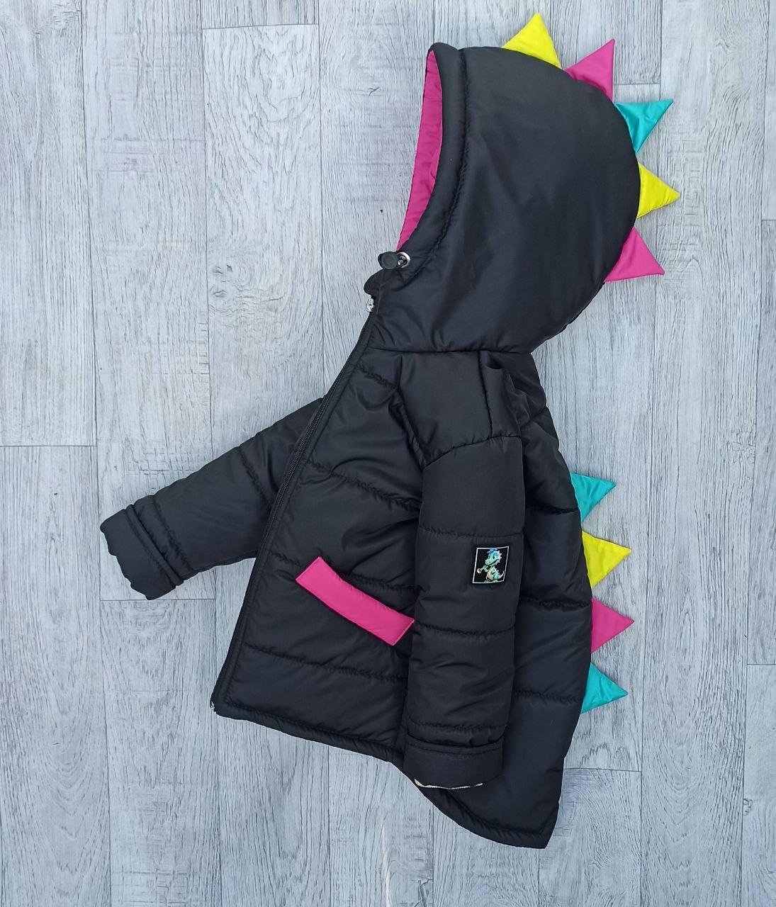 Дитяча куртка демісезонна на дівчинку Діно курточка весна-осінь чорна 2-6 років