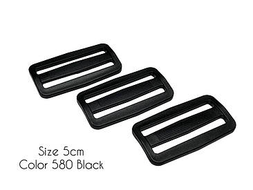 Пряжка "Перетяжка" для ремінної стрічки двощілинна 50мм Чорна пластикова