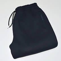 4XL (58-60). Утеплені чоловічі спортивні штани великого розміру (батал), трикотаж трьохнитка - темно-сині, фото 3