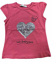 Розовая футболка для девочки 92-98 см