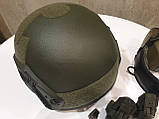 Комплект Шолом FAST ballistic helmet 3A олива системою WENDY + активні навушники Zohan з кріпленням чебурашки, фото 8