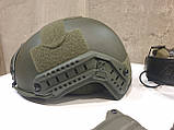 Комплект Шолом FAST ballistic helmet 3A олива системою WENDY + активні навушники Zohan з кріпленням чебурашки, фото 9