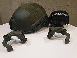 Комплект Шолом FAST ballistic helmet 3A олива системою WENDY + активні навушники Walkers з кріпленням чебурашки