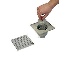 Душовий трап ECO DRAIN 15x15 см, вертикальний, з сухим затвором, грати квадратні Sanpreis, фото 6
