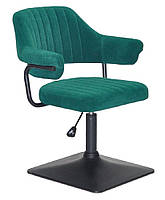 Крісло Jeff 4BK-Base велюр зелений 1003 чорна квадратна опора, з регулюванням висоти, фото 4
