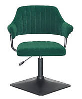 Крісло Jeff 4BK-Base велюр зелений 1003 чорна квадратна опора, з регулюванням висоти, фото 2