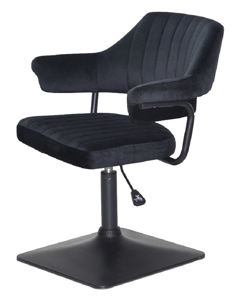 Крісло Jeff 4BK-Base велюр чорний 1011 чорна квадратна опора, з регулюванням висоти, фото 1