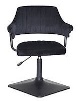 Крісло Jeff 4BK-Base велюр чорний 1011 чорна квадратна опора, з регулюванням висоти, фото 2