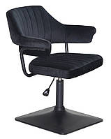 Крісло Jeff 4BK-Base велюр чорний 1011 чорна квадратна опора, з регулюванням висоти, фото 4