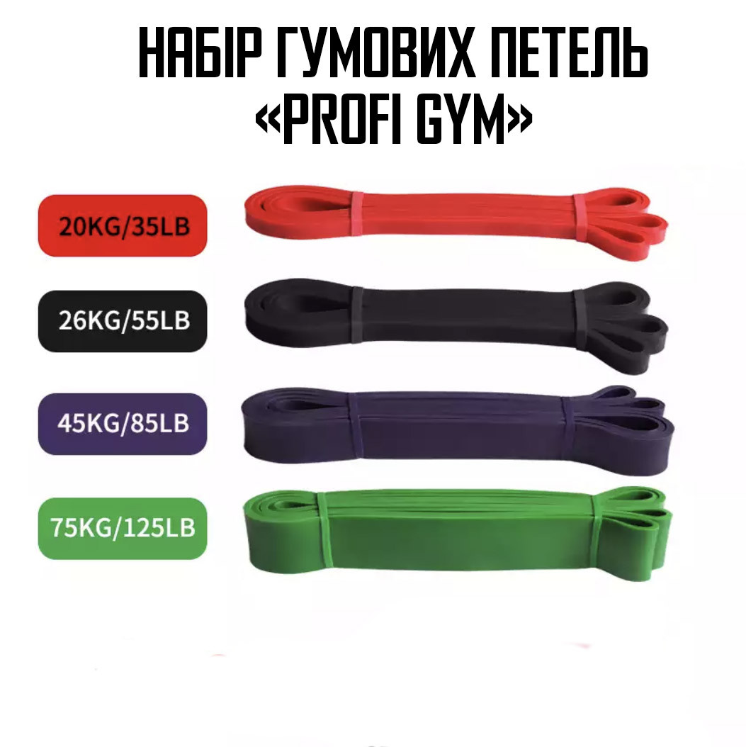 Набір фітнес петель різного навантаження Supretto (гума)