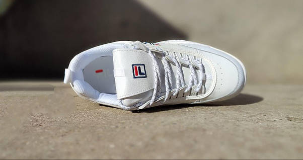 БІЛІ кросівки FILA WHITE шкіра натуральна на високій підошві демі чоловічі унісекс, фото 6