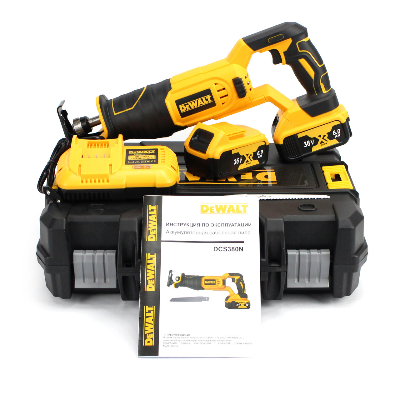 Акумуляторна шабельна пила DeWalt DCS380N (36V, 6AH) АКБ ножівка Деволт