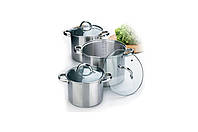 Набор посуды из нержавеющей стали Maestro - 3,5 х 4,5 х 8 л (3 шт.), набор кастрюль