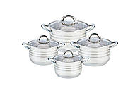 Набор посуды из нержавеющей стали Maestro - 2,9 x 3,9 x 5,1 x 6,5 л (4 шт.), набор кастрюль