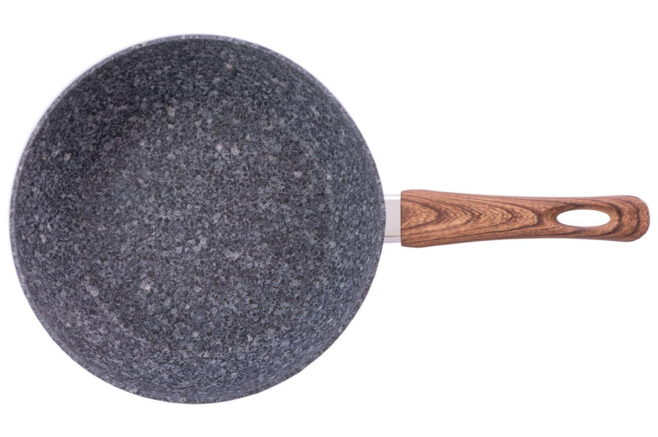 Сковорода антипригарна Kamille - 240 мм Granite глибока сіра, з гранітним покриттям, сковорідка з алюмінію