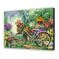 Набор для росписи картина по номерам на холсте "Велосипед в цветах" 40*50см