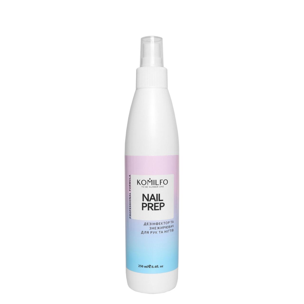 Знежирювач та дезінфектор для нігтів 2в1 Komilfo Nail Prep, 250 мл, фото 1