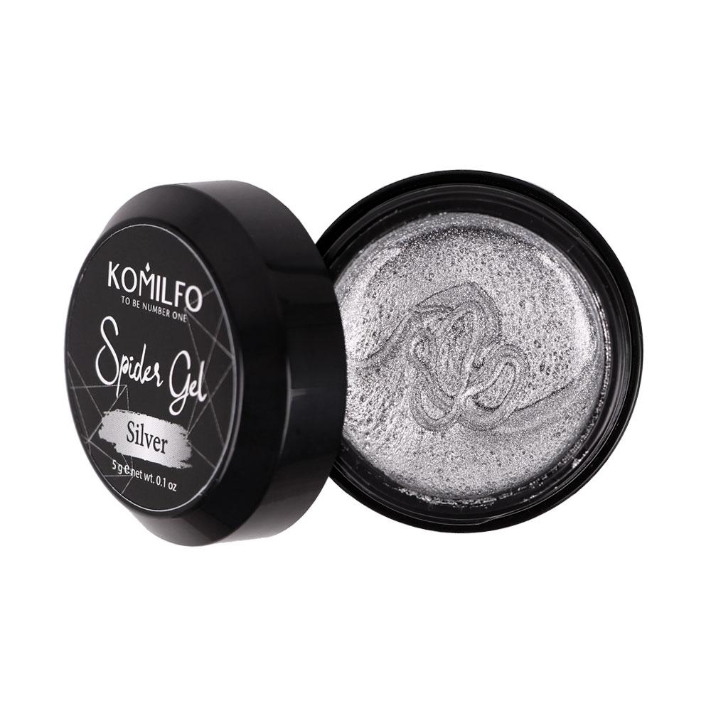 Гель для дизайну нігтів Komilfo Spider Gel Silver срібний, 5 грам