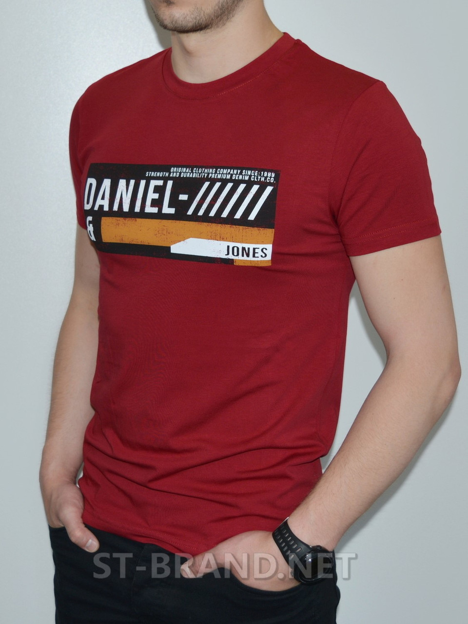 L (48/50). Стильная и удобная мужская футболка с принтом - бордовая - фото 3 - id-p661715047