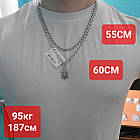 Срібний комплект Герб України та ланцюжок бісмарк з чорнінням 925 проба, фото 5