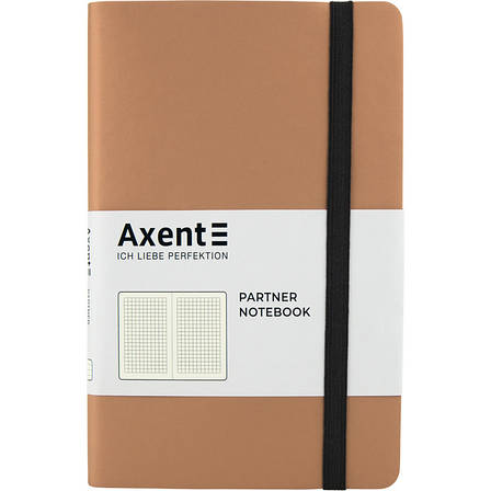 Книга записна Axent Partner Soft 8206-35-A, A5-, 125x195 мм, 96 аркушів, клітинка, гнучка обкладинка, золота, фото 2