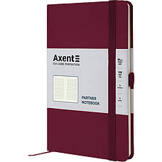 Книга записна Axent Partner 8201-46-A, A5-, 125x195 мм, 96 аркушів, клітинка, тверда обкладинка, винна, фото 2