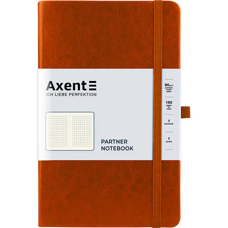 Книга записна Axent Partner Lux 8202-19-A, A5-, 125x195 мм, 96 аркушів, клітинка, тверда обкладинка, коричнева, фото 2