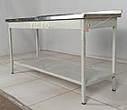 Стіл із нержавіючої сталі на металевій основі, з полицею, 1500х600х850 мм., Б/у, фото 4