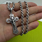 Срібний ланцюжок струмок та хрестик комплект із чорнінням 925 проба, фото 2