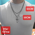 Срібний ланцюжок струмок та хрестик комплект із чорнінням 925 проба, фото 5