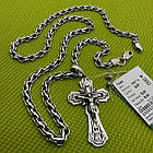 Срібний ланцюжок струмок та хрестик комплект із чорнінням 925 проба, фото 4