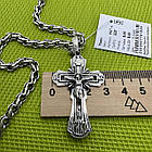 Срібний ланцюжок струмок та хрестик комплект із чорнінням 925 проба, фото 6