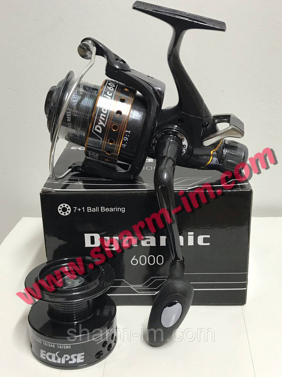 Котушка Eclipse Dinamic Carp 6000 (7+1) з байтранером Алюмінієвою конусною шпулею