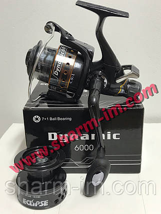 Котушка Eclipse Dinamic Carp 6000 (7+1) з байтранером Алюмінієвою конусною шпулею, фото 1
