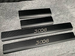 Накладки на пороги Peugeot 3008 з 2017- м. (Carbon)