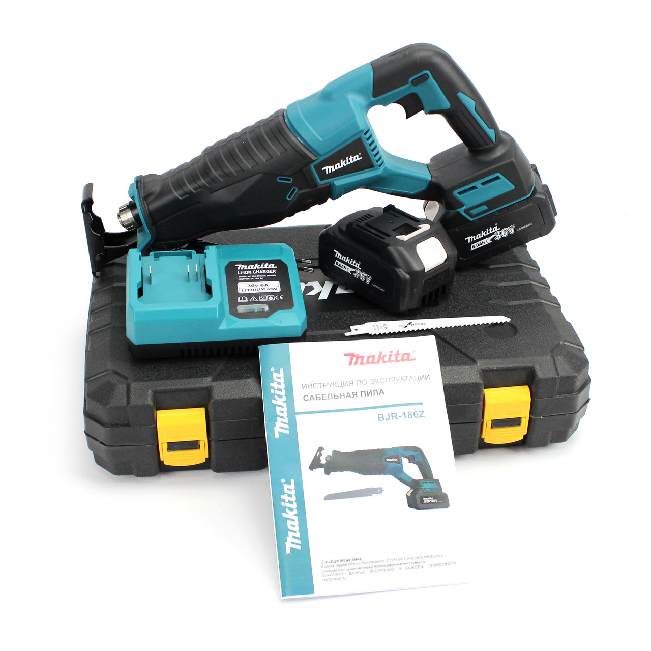 Аккумуляторна шабельна пила Makita BJR186Z (36V 6.0Ah). АКБ ножівка Макіта