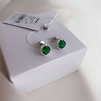 Срібні сережки Зелені Смарагдові