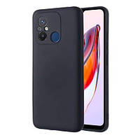 Силіконовий чохол із мікрофіброю для Xiaomi Redmi 12C чорний тонкий матовий